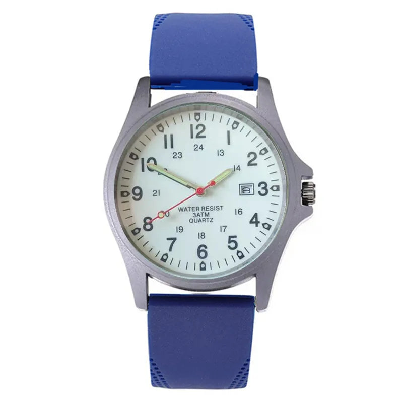 Men's Arabic Dial Quartz Watch with Silicone Strap