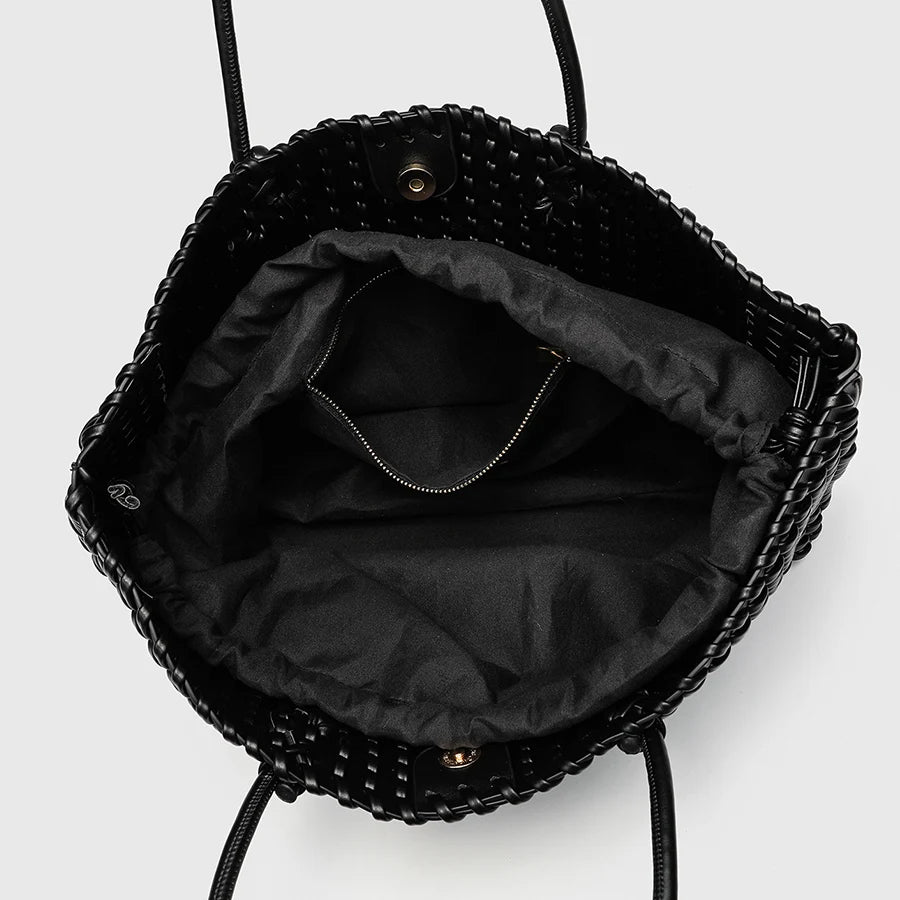 Woven PU Shopper Tote Bag for Women