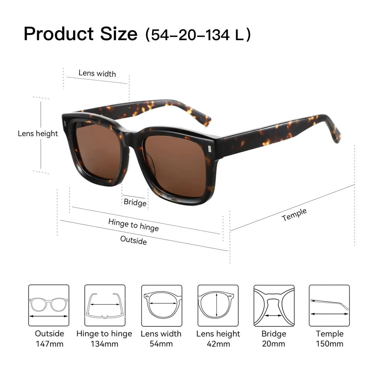 Unisex Classic Square Polarized Sunglasses