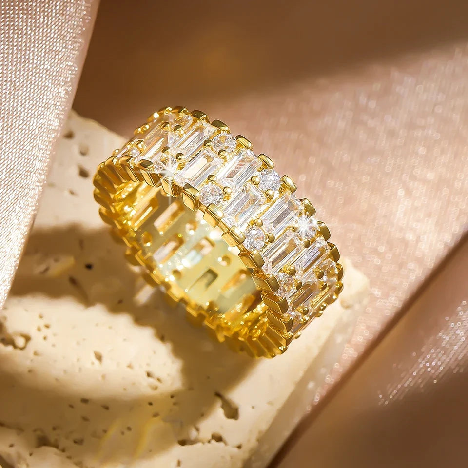 Baguette Cubic Zirconia Ring in 18K Gold for Women