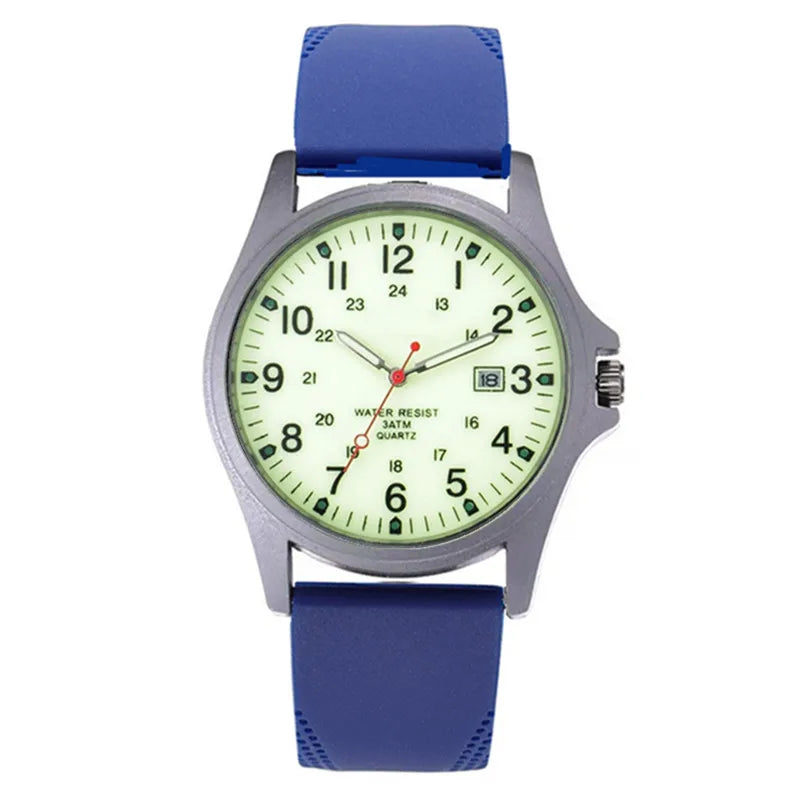 Men's Arabic Dial Quartz Watch with Silicone Strap