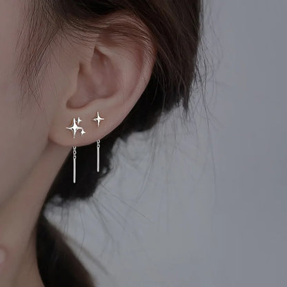 925 Sterling Silver Star Tassel Chain Earrings for Women