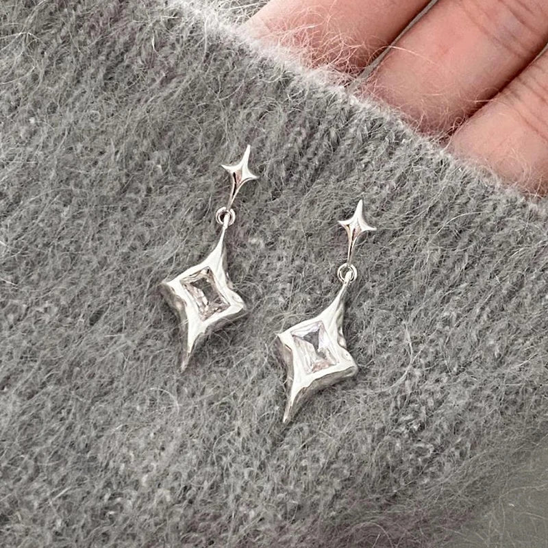Y2K Star Crystal Drop Dangle Earrings for Women