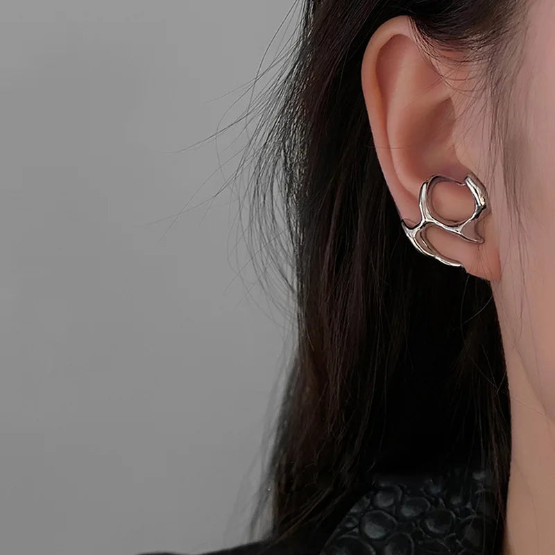 Y2K Irregular Liquid Clip Earrings for Women