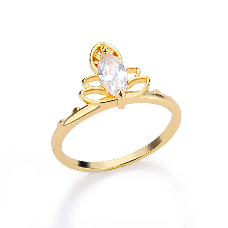 Delicate Flower Wide Band Ring for Women | 18K Gold Plated