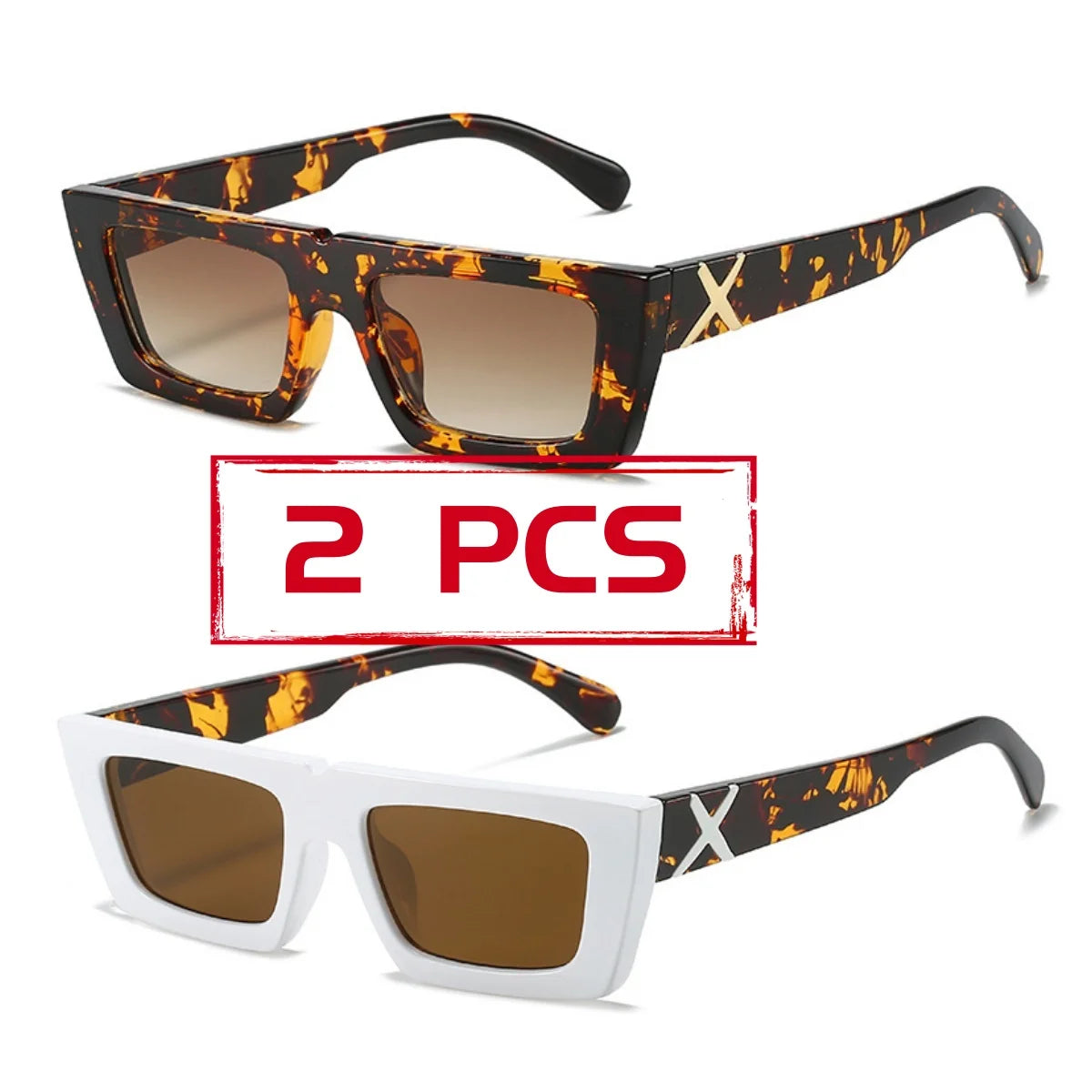 Retro Square Resin-Frame Fashion Sunglasses