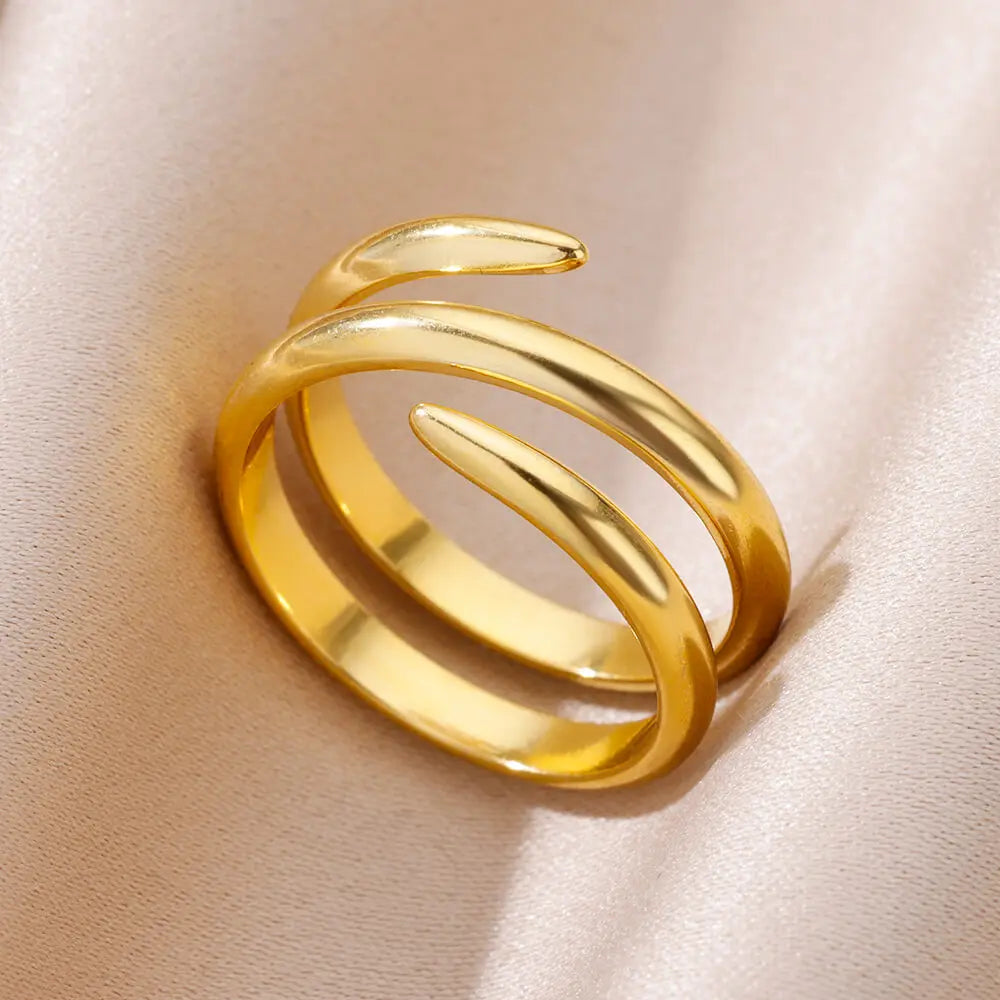 Multilayer Geometric Open Ring for Women | Vintage 18K Gold Plated