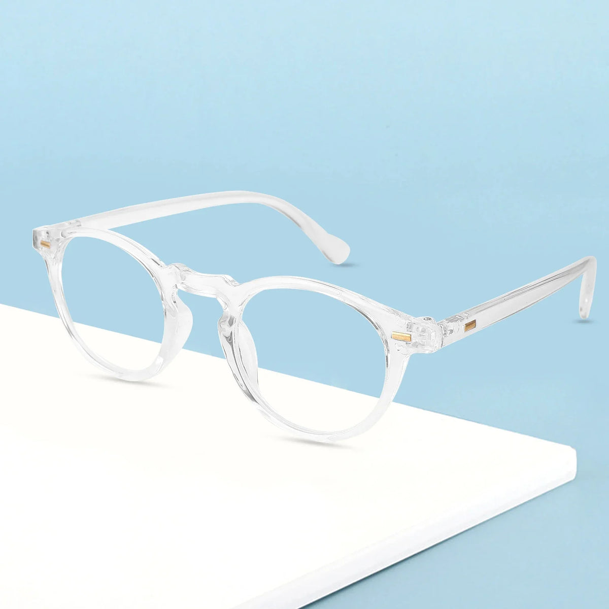 Retro Round Alloy-Frame Fashion Glasses
