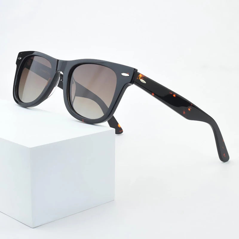 Unisex Vintage Square Resin-Frame Sunglasses