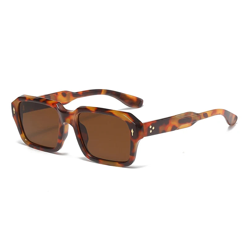 Men's Retro Rectangle Plastic-Frame Sunglasses
