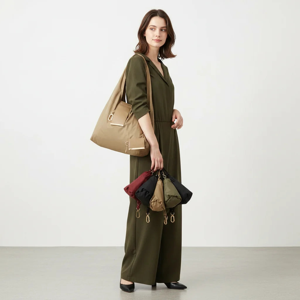Zip-Top Keychain Tote Bag for Women