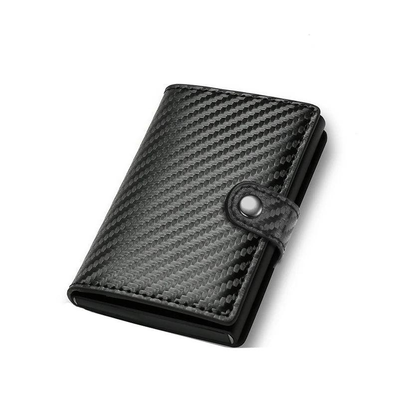 Carbon Fiber RFID Pop-Up Card Holder Wallet | Slim Metal Men's Minimalist Purse