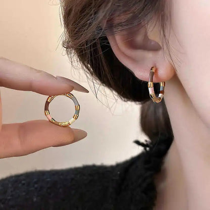 Colourful Enamel Mini Metal Round Hoop Earrings for Women