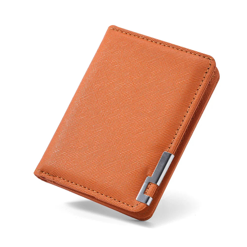 Men's Ultra-Thin Vertical PU Leather Wallet | Multi-Card Slot Compact Purse
