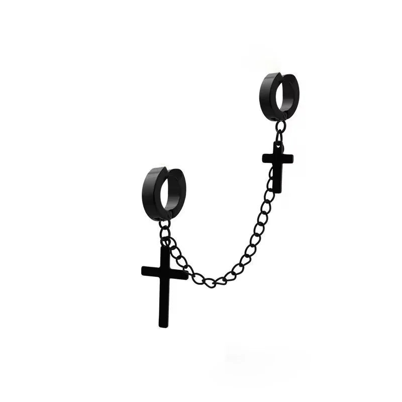 Star & Cross Stainless Steel Non-Piercing Ear Clip