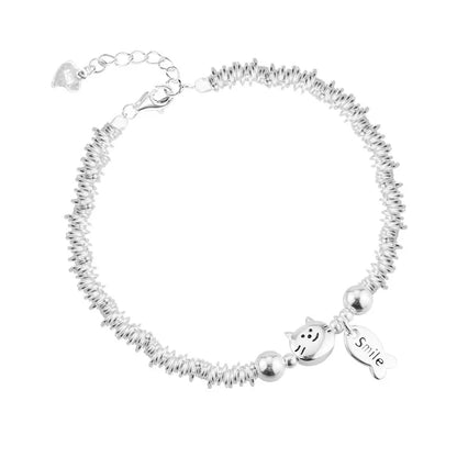 925 Sterling Silver Butterfly Bead String Bracelet for Women