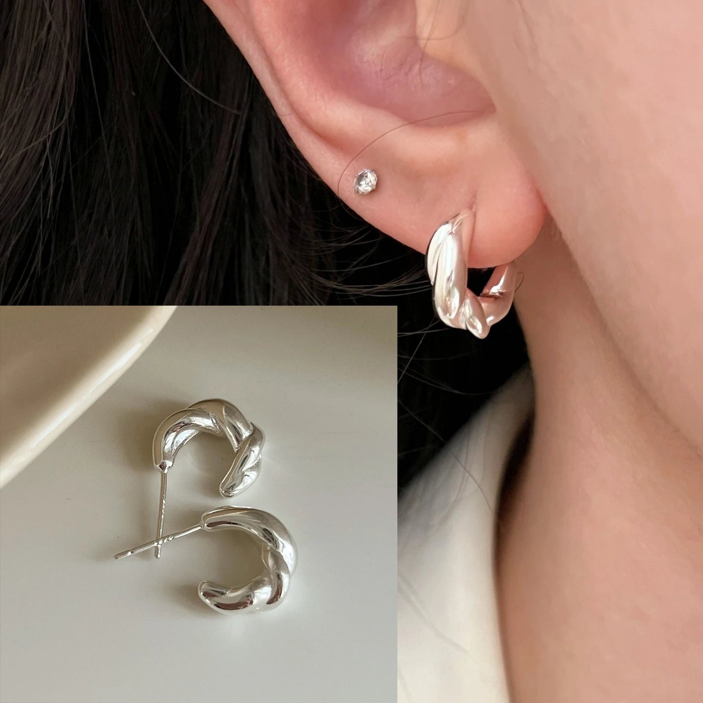 925 Sterling Silver Bow Knot Ear Clip for Women — No Piercing