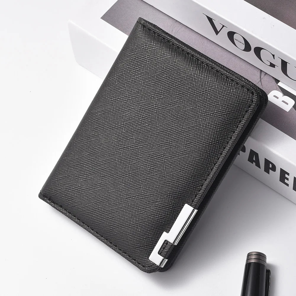 Men's Ultra-Thin Vertical PU Leather Wallet | Multi-Card Slot Compact Purse