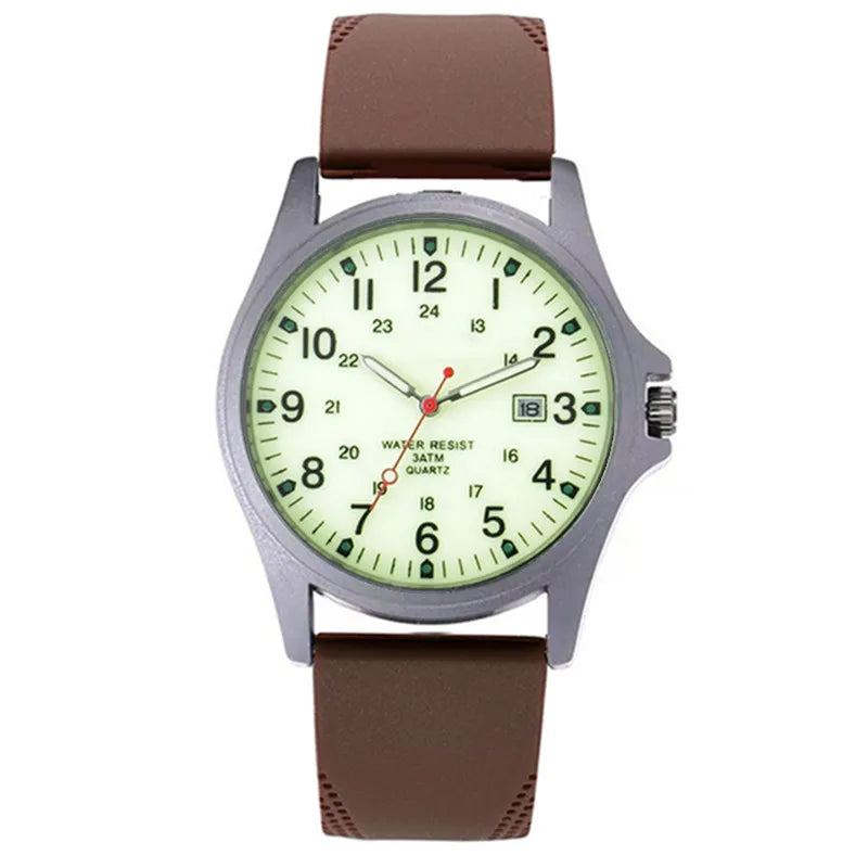 Men's Arabic Dial Quartz Watch with Silicone Strap