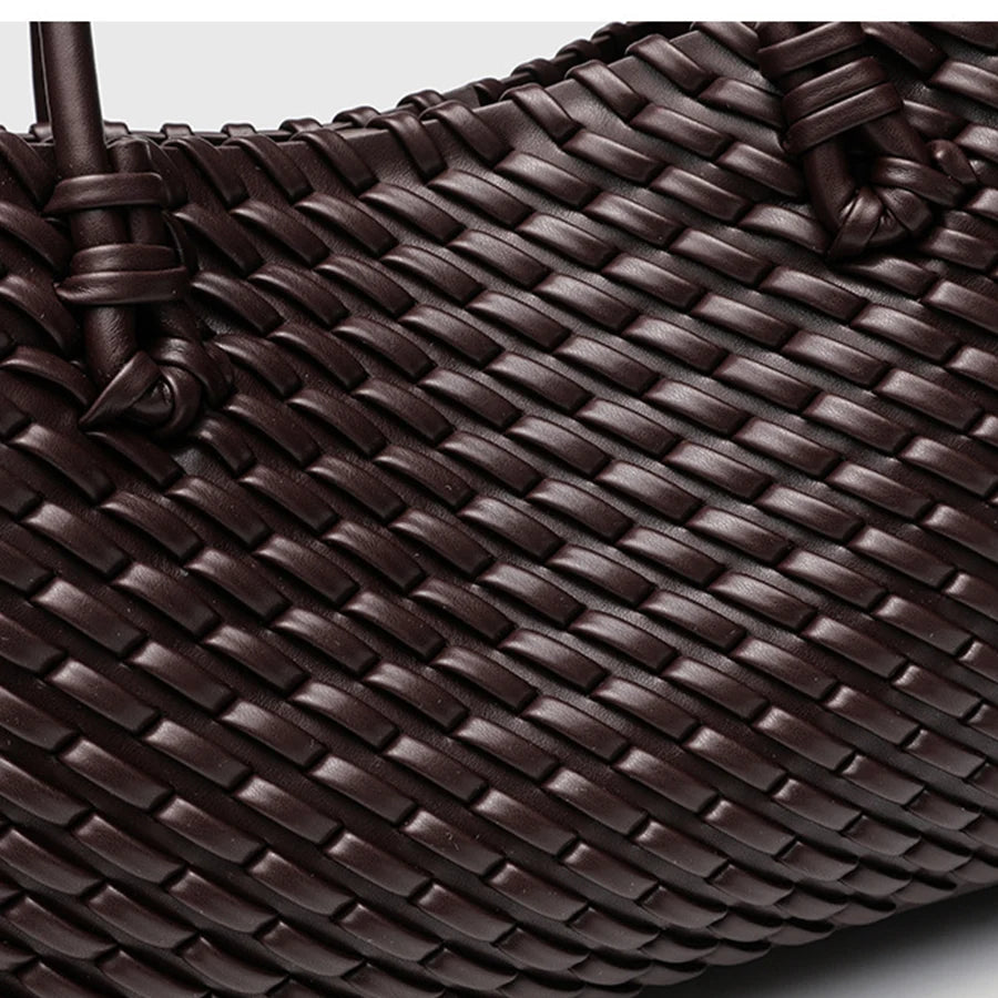 Woven PU Shopper Tote Bag for Women