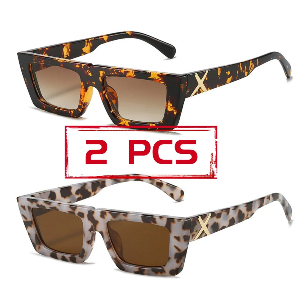 Retro Square Resin-Frame Fashion Sunglasses