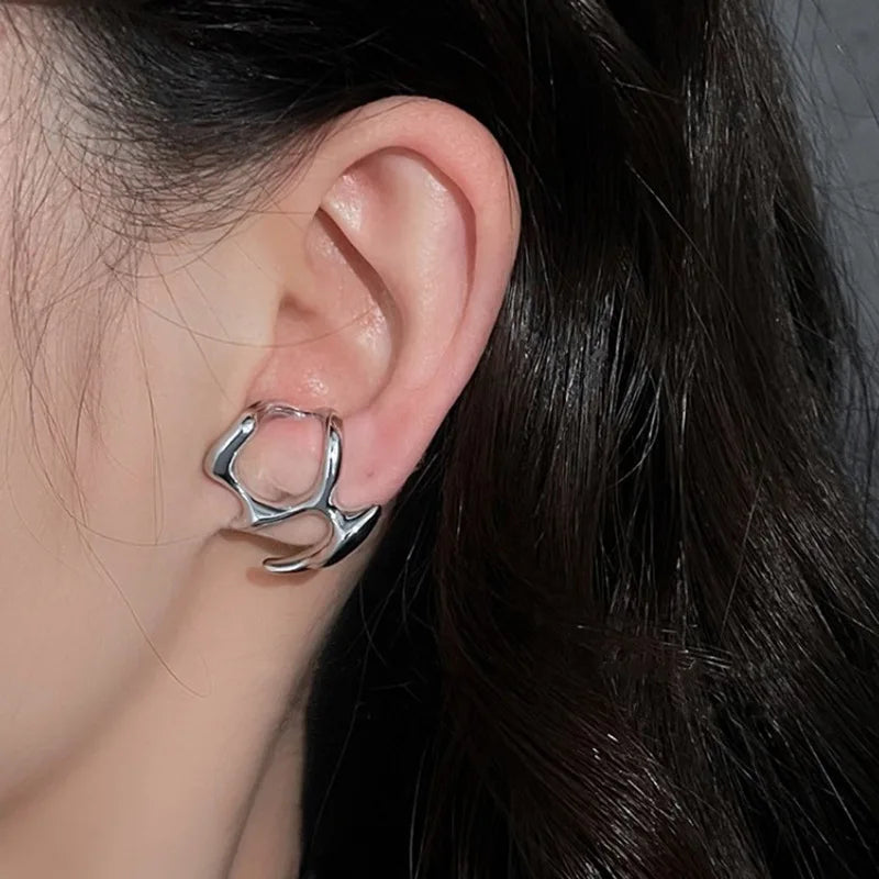 Y2K Irregular Liquid Clip Earrings for Women
