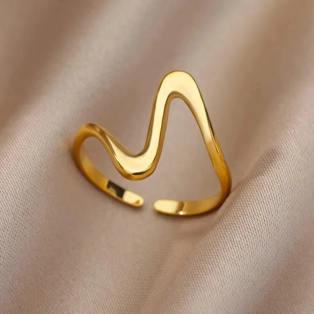 Multilayer Geometric Open Ring for Women | Vintage 18K Gold Plated