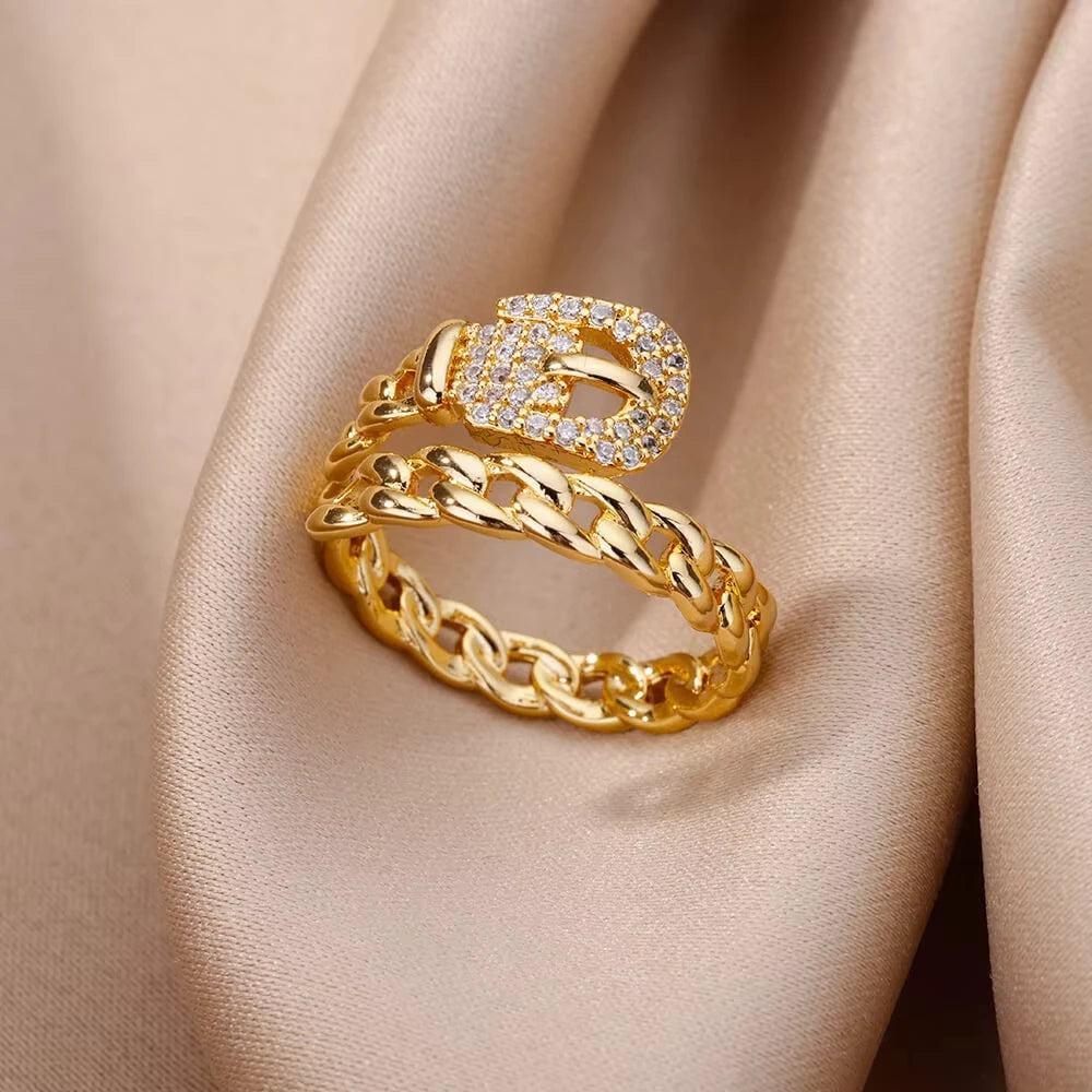 Evil Eye Zircon Adjustable Ring for Women | Luxury 18K Gold Plated