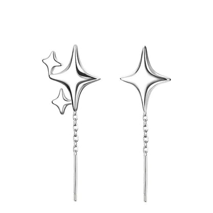 925 Sterling Silver Star Tassel Chain Earrings for Women