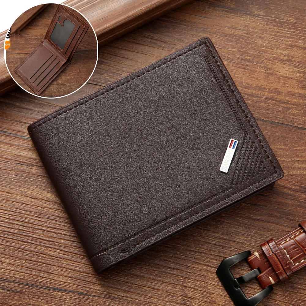 RFID Slim Vertical Men's Wallet | Microfiber Leather Short Card Holder Money Bag