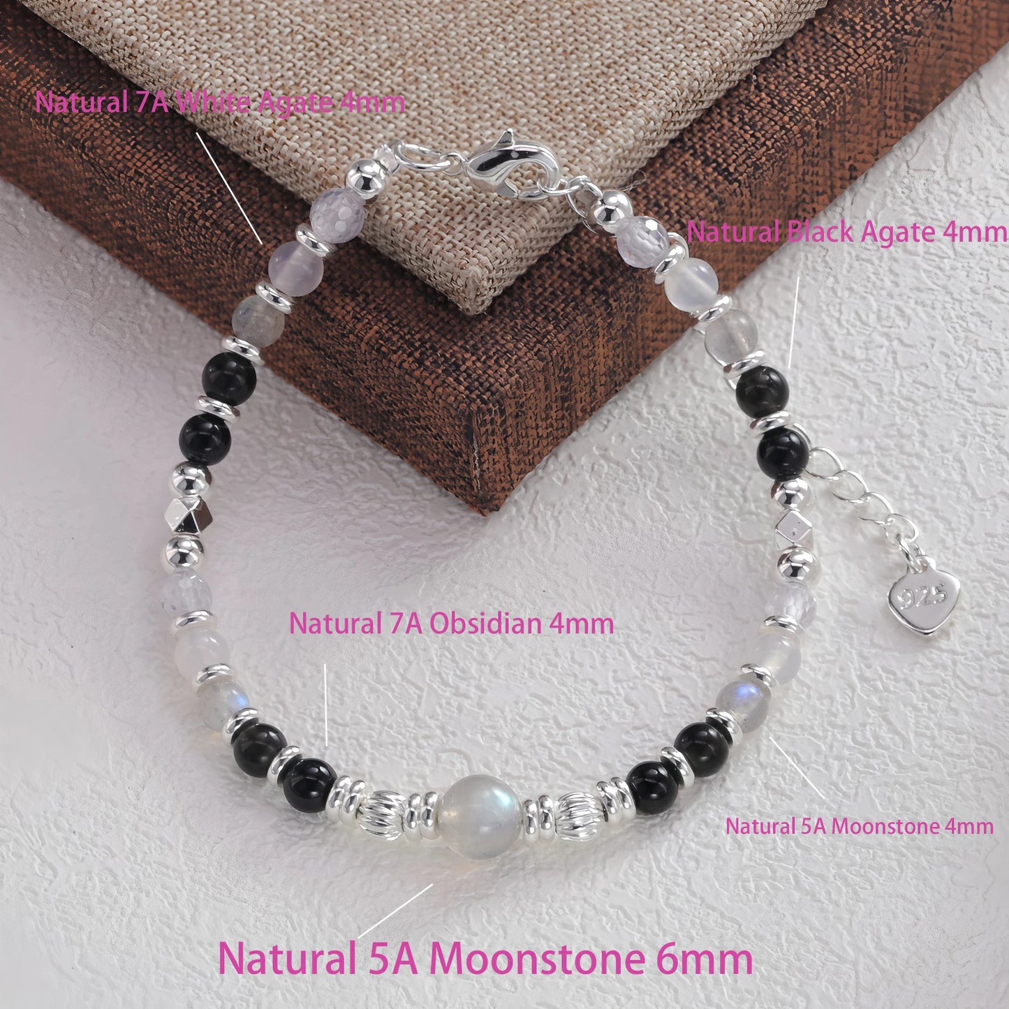925 Sterling Silver Butterfly Bead String Bracelet for Women