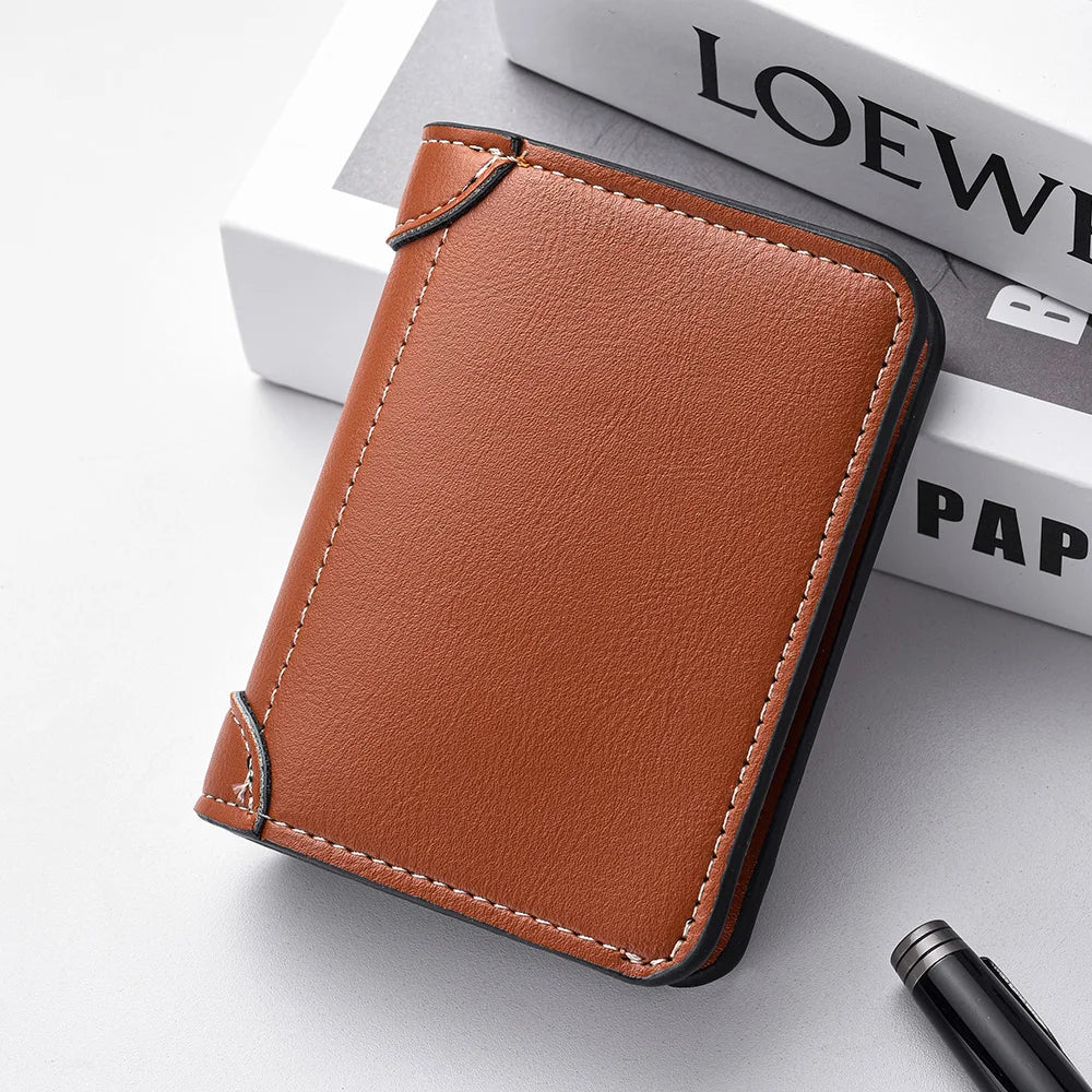 Ultra-Thin Mini PU Leather Men's Wallet | Slim Vertical Card Holder Short Purse