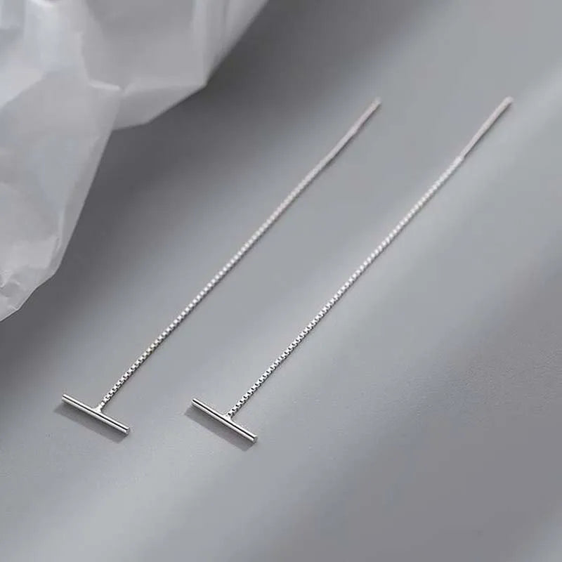 Silver Long Chain Tassel Star Cross Drop Earrings for Women