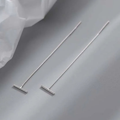 Silver Long Chain Tassel Star Cross Drop Earrings for Women