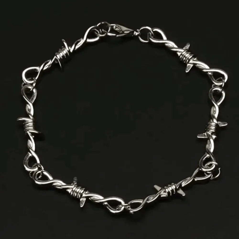 Gothic Barbed Wire Copper Chain Bracelet