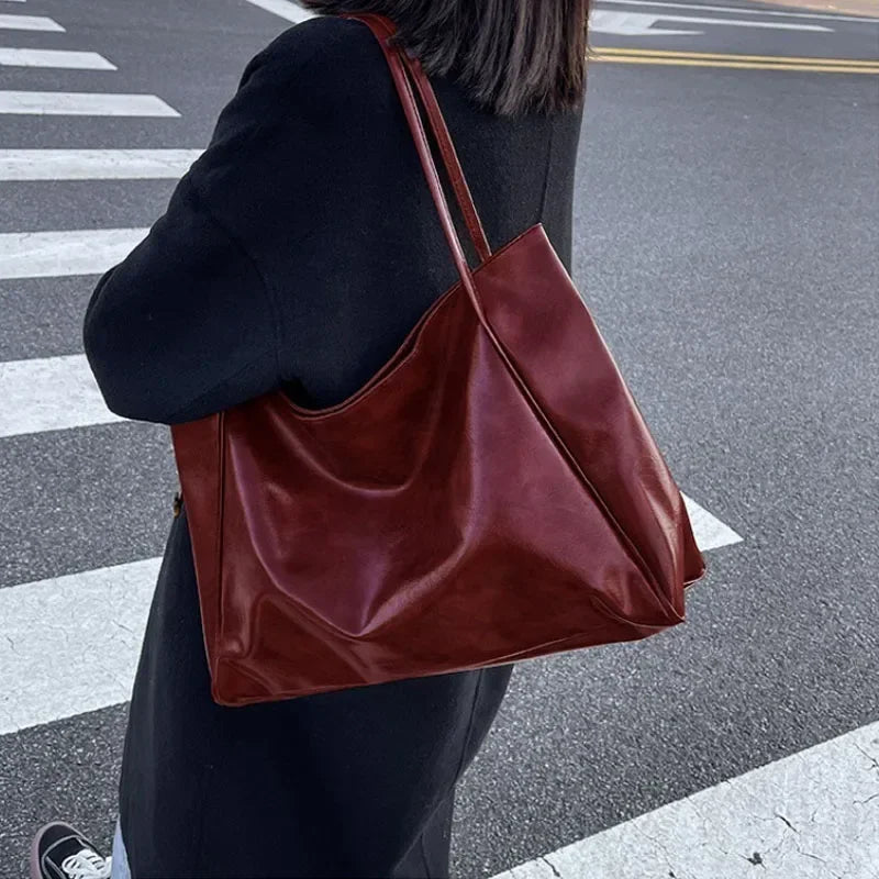 Soft PU Leather Shoulder Tote Bag