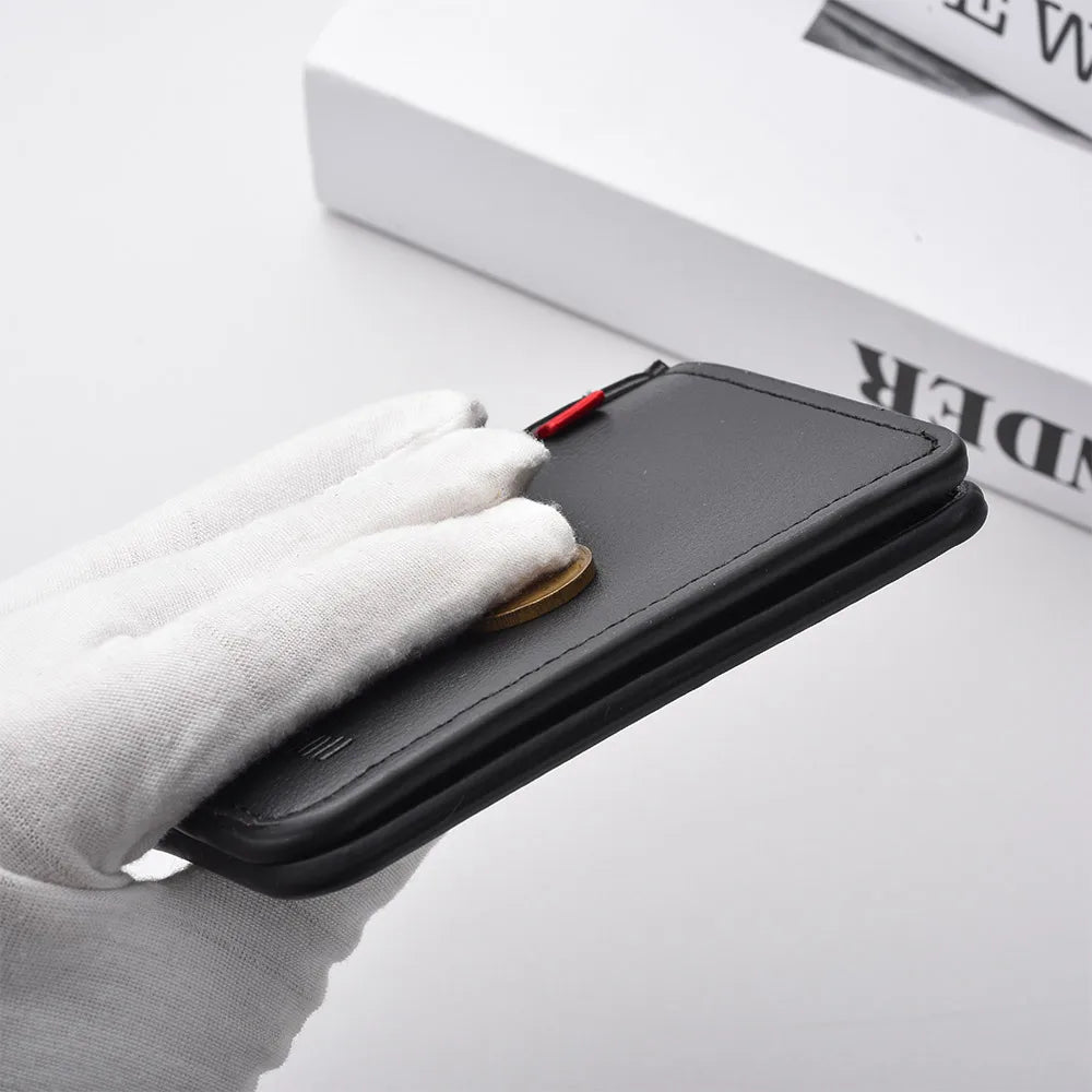 Ultra-Thin Mini PU Leather Men's Wallet | Slim Vertical Card Holder Short Purse