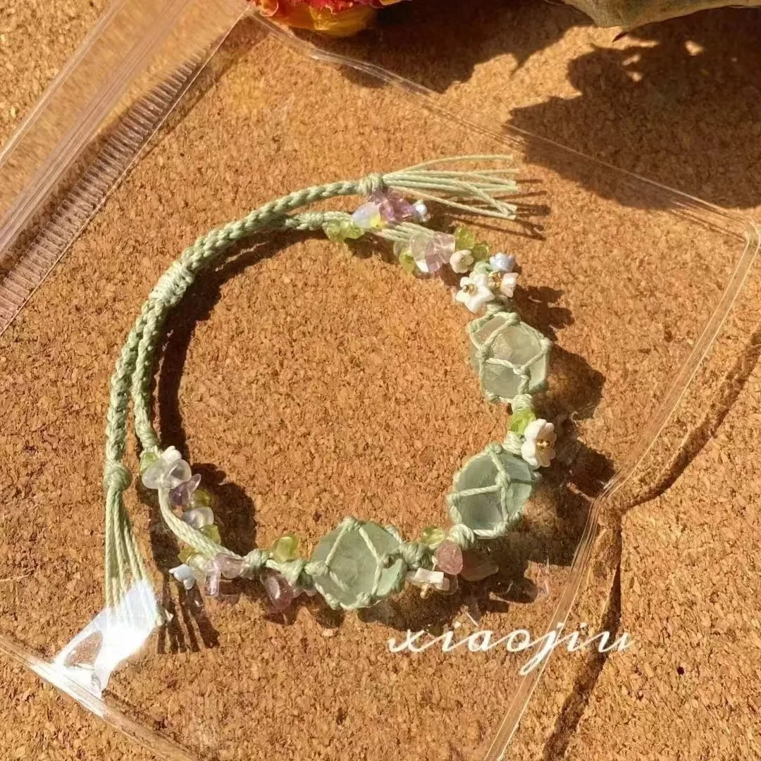 Handwoven Pebble Wreath Crystal Bracelet for Women | Best Friend Gift