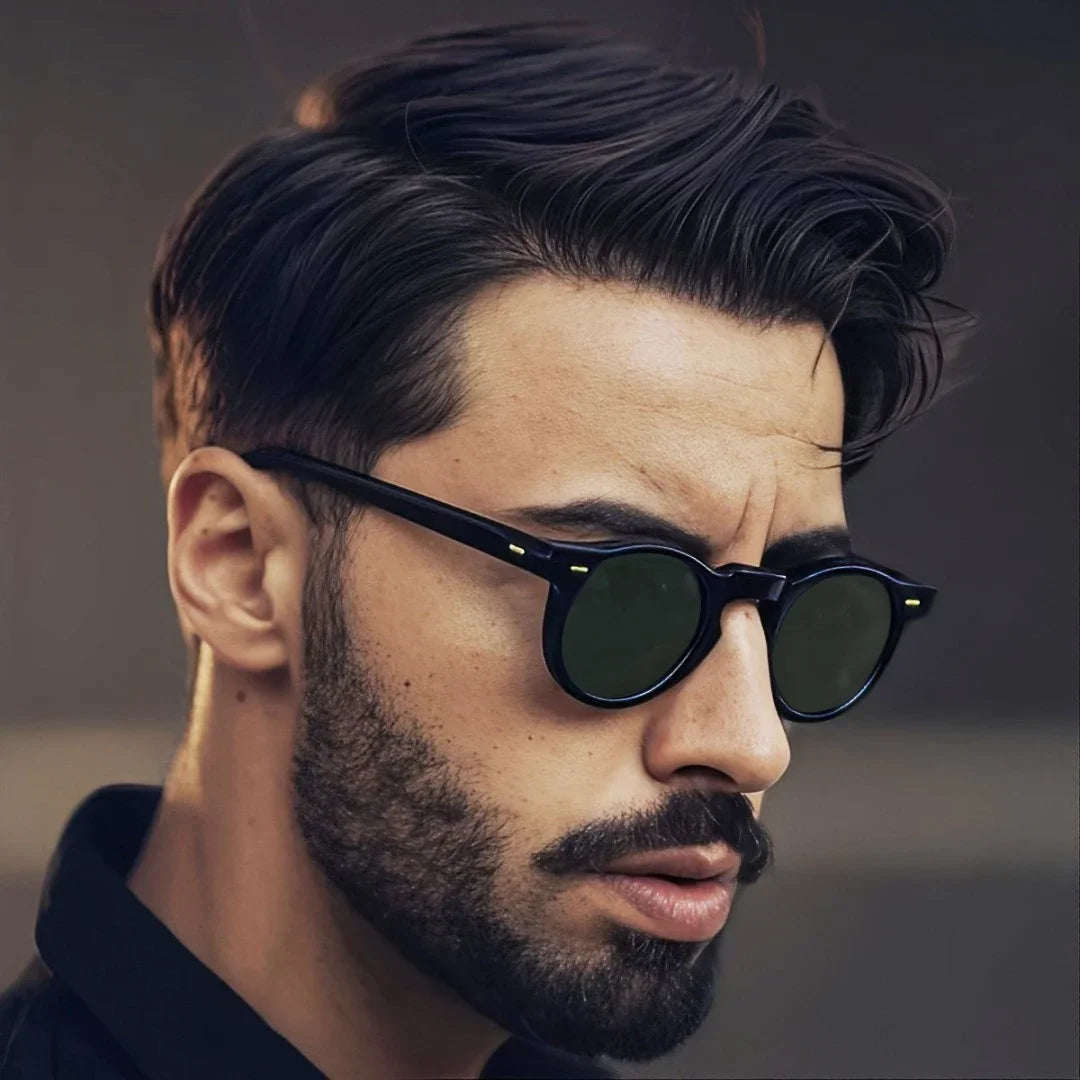 Retro Round Alloy-Frame Fashion Glasses
