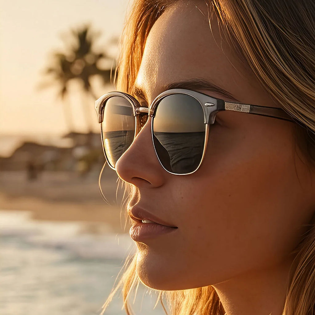 Retro Semi-Rimless Oval Sunglasses