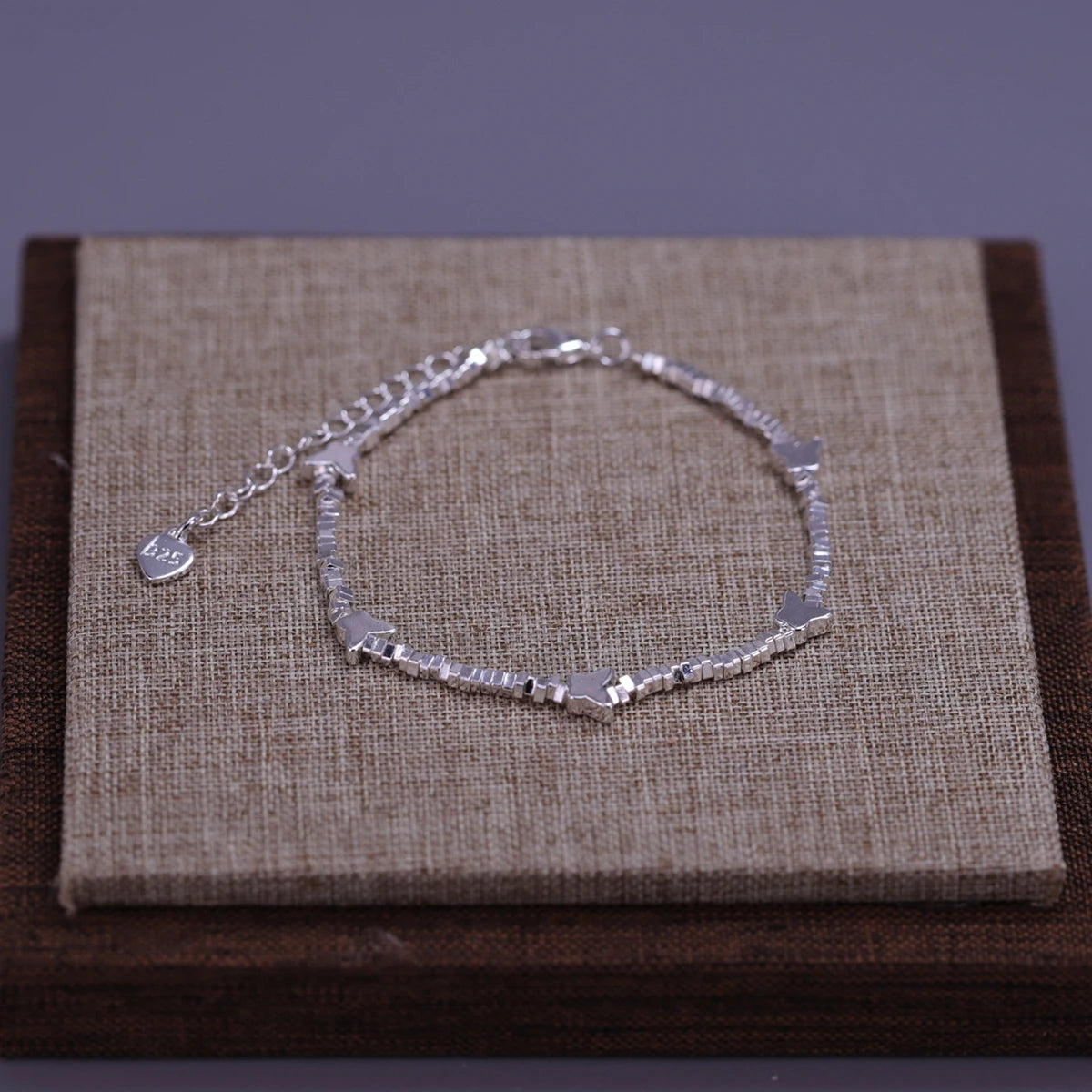925 Sterling Silver Butterfly Bead String Bracelet for Women