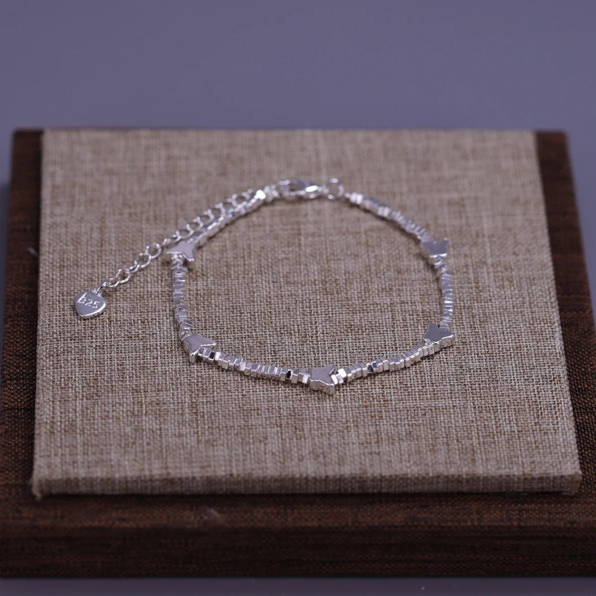 925 Sterling Silver Butterfly Bead String Bracelet for Women