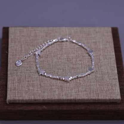 925 Sterling Silver Butterfly Bead String Bracelet for Women