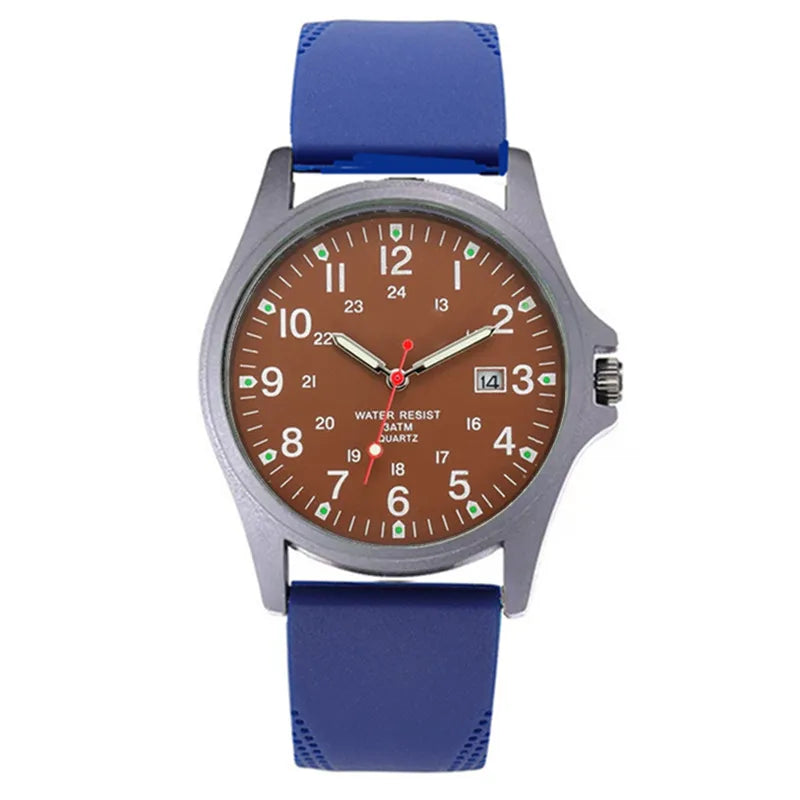 Men's Arabic Dial Quartz Watch with Silicone Strap