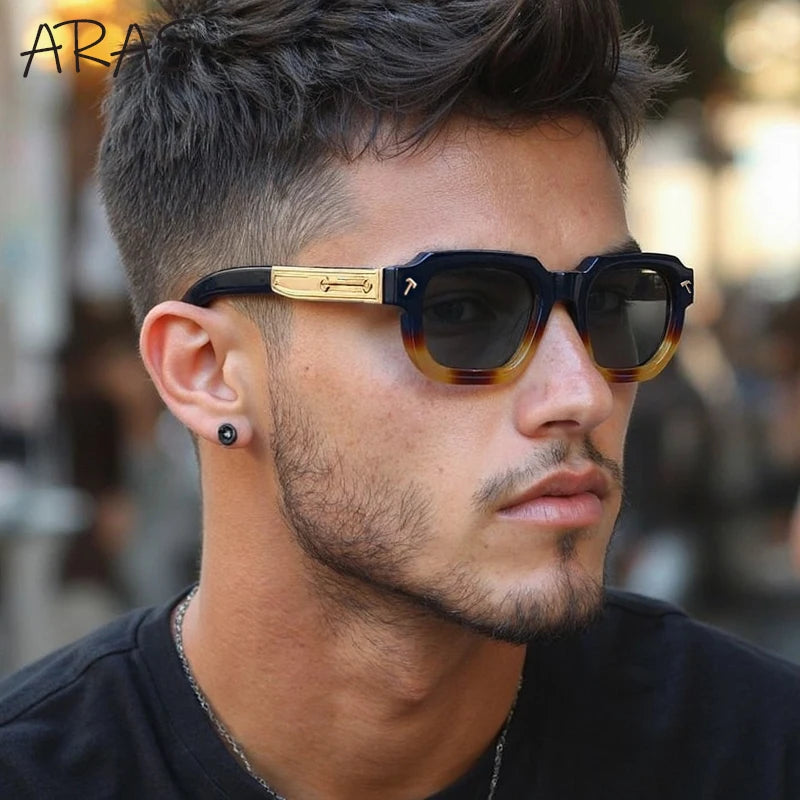 Men's Vintage Square Alloy-Frame Sunglasses
