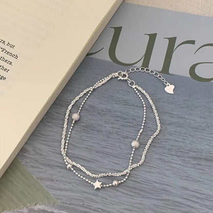 925 Sterling Silver Butterfly Bead String Bracelet for Women