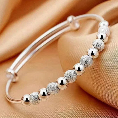 Korean Silver Charm Lucky Beads Bangle for Women