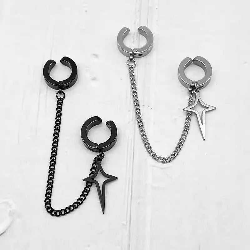 Star & Cross Stainless Steel Non-Piercing Ear Clip
