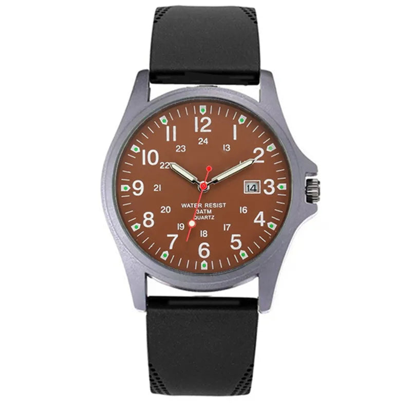 Men's Arabic Dial Quartz Watch with Silicone Strap
