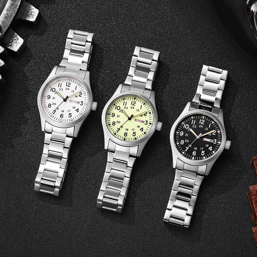 Men's Quartz Field Watch with Stainless Steel Strap